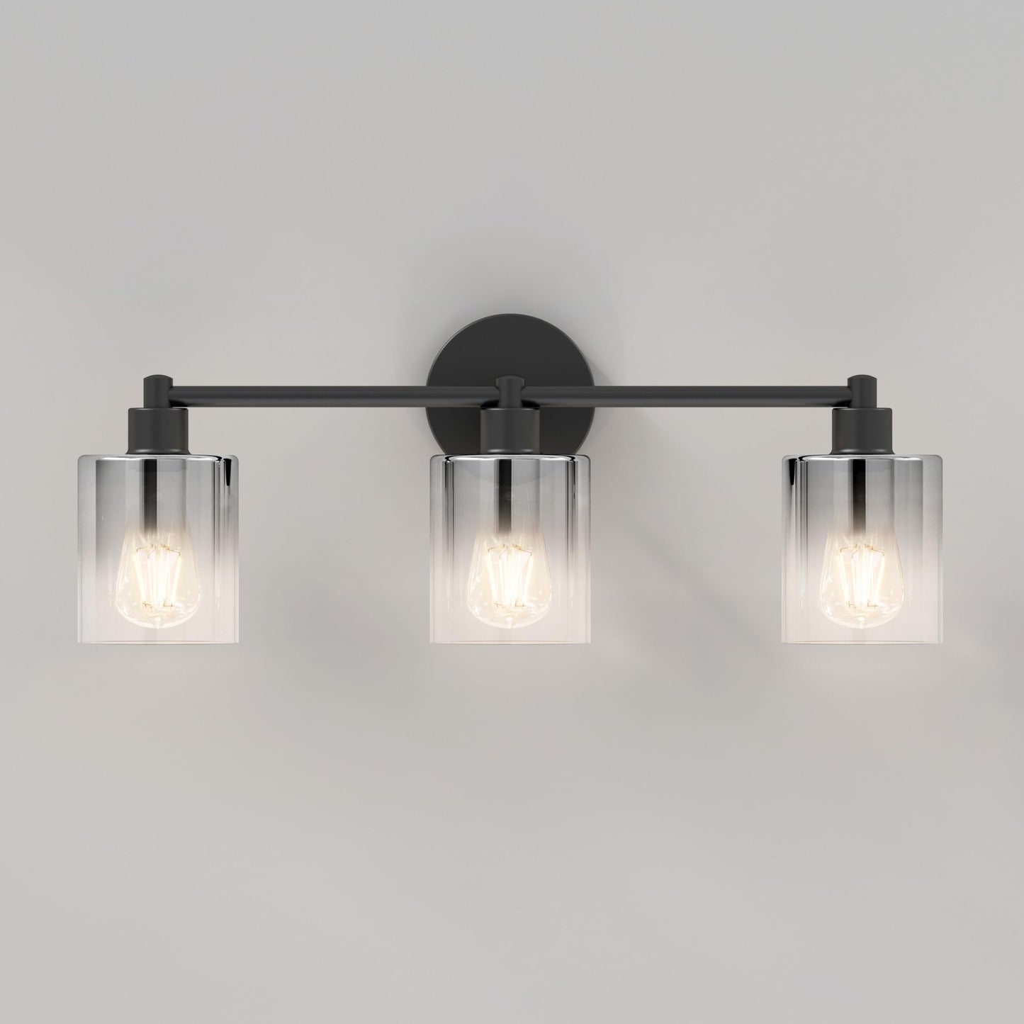 artika Modern Bathroom Vanity Light, 3-Light Sconce - Black Glass, Steel - VAN3-HZ-BL (25.4 x 7.3 x 9.8 in)