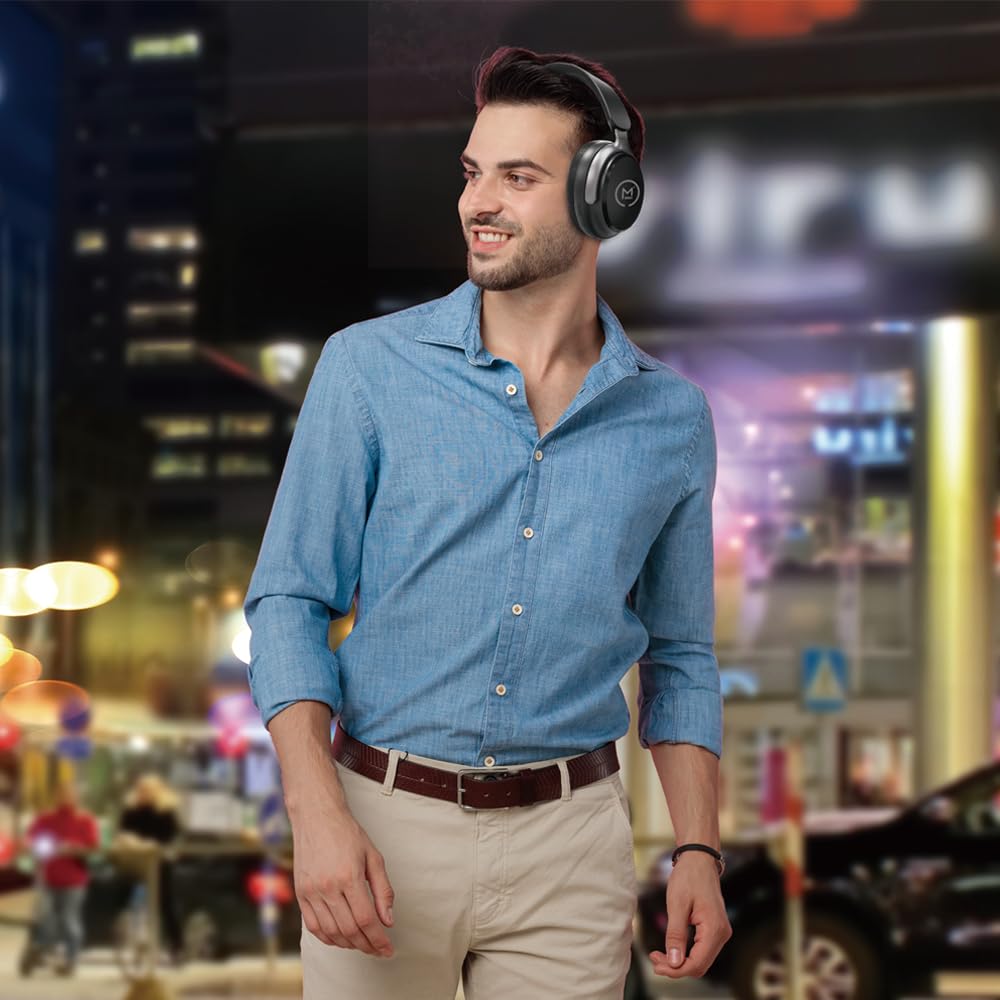 Morpheus 360 Aspire ANC Wireless Noise Canceling Headphones - Bluetooth Headset with Microphone - Black/Silver - HP8550ANC for Work, Travel and Home