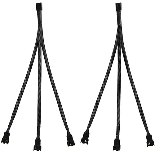 ThreeBulls 2 Pack 3 Way 4 Pin PWM Fan Splitter Cable, PC Extension Cable Converter for Computer ATX Case 4-Pin/3-Pin Cooling, 10.6" 1 to 3