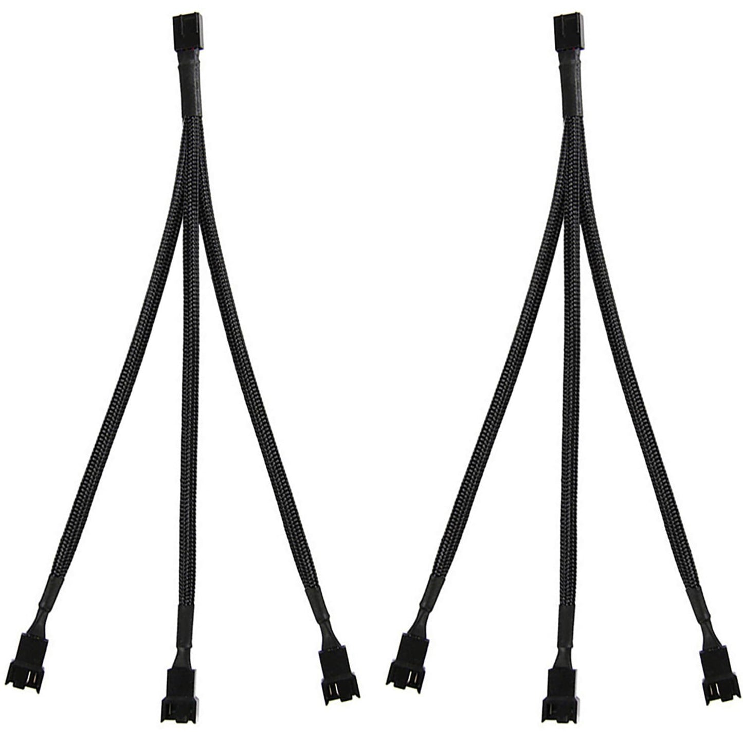 ThreeBulls 2 Pack 3 Way 4 Pin PWM Fan Splitter Cable, PC Extension Cable Converter for Computer ATX Case 4-Pin/3-Pin Cooling, 10.6" 1 to 3