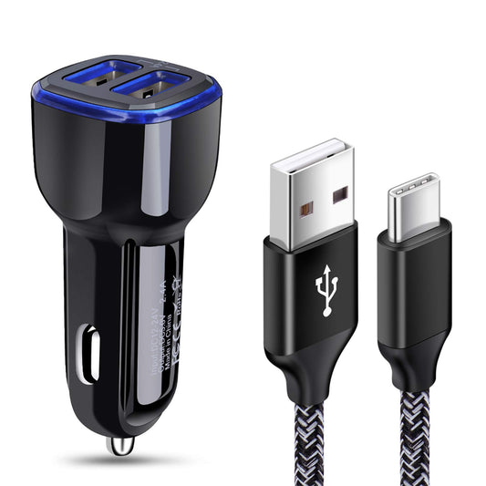 C Car Phone Charger, Dual Port Car Charger Adapter with Fast Charge Type C Charging Cord Compatible for Motorola Moto G Pure/G Play/G