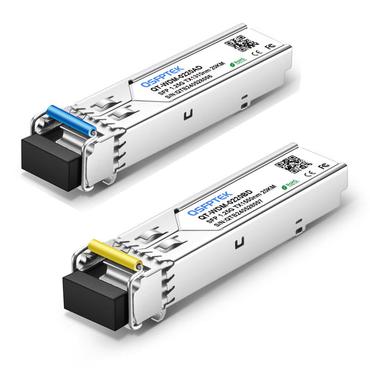 1.25G SFP Bidi Transceiver, 1000Base-BIDI Single Mode SFP Module, 1310nm/1550nm SMF, Up to 20km for Intel X710, 1 Pair