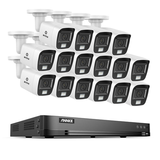ANNKE 8MP Security Camera System, 16 Channel H.265+ 4K AI DVR with Human & Vehicle Detection, 16x 8MP Bullet Cams with Smart Color Night Vision
