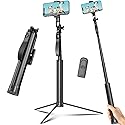 Selfie Stick Travel Tripod for Cell Phone with Remote Control and Phone Holder, Extendable Selfie Stick for iPhone, iPhone Tripod for Video Recording