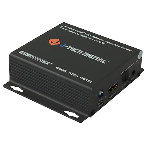 J-Tech Digital 4K 60HZ HDMI Audio Extractor with HDMI Audio Embedder Optical SPDIF + 3.5MM Output Supports 18Gpbs Bandwidth, HDCP 2.2, Dolby