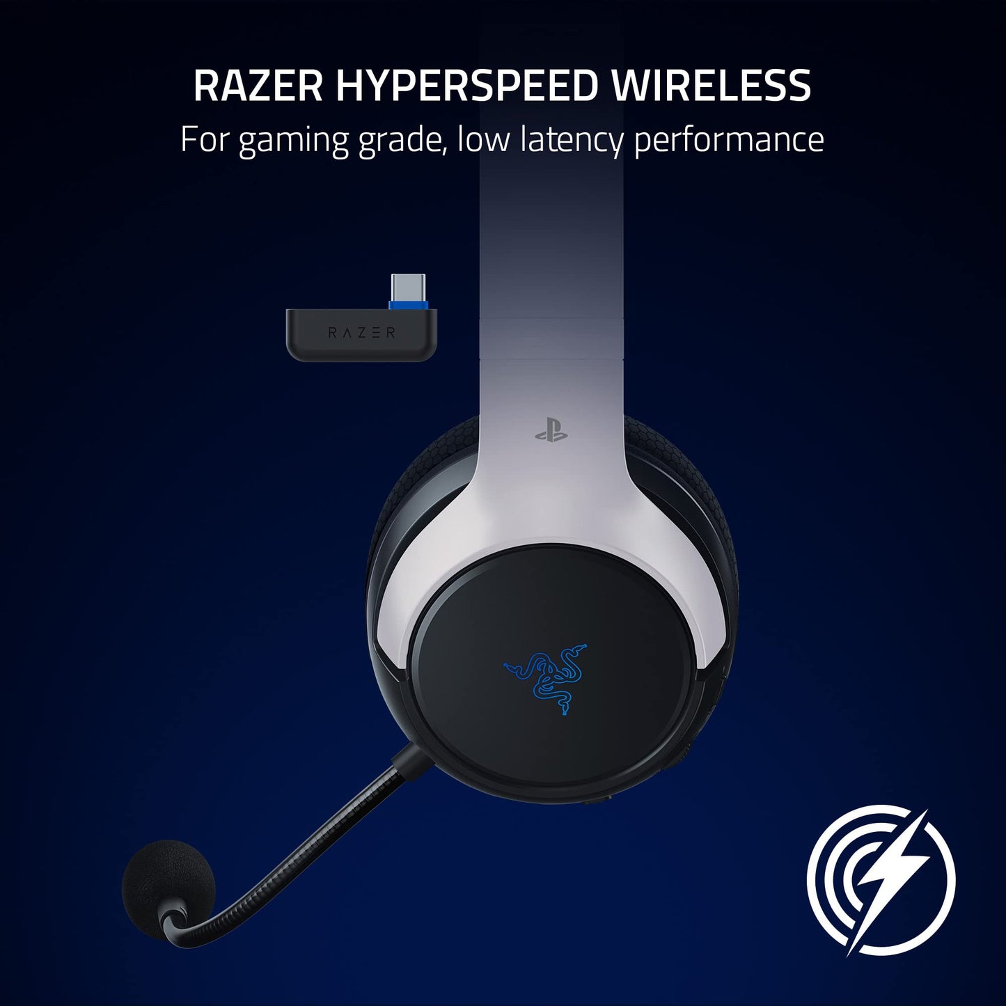 Razer Kaira HyperSpeed Wireless Gaming Headset for PlayStation/PC, Mobile: 50mm Drivers - HyperClear Cardioid Mic - Memory Foam Cushions - Bluetooth
