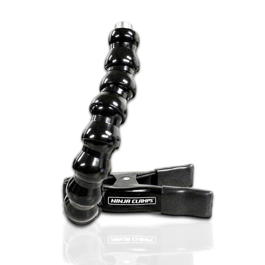 Stage Ninja® MIC-12-CB Clamp-On Pro Mount - 12" Flexible Gooseneck with Industrial Clamp for Mics, Antennas, IEM Mixers & Action Cams - For Stage