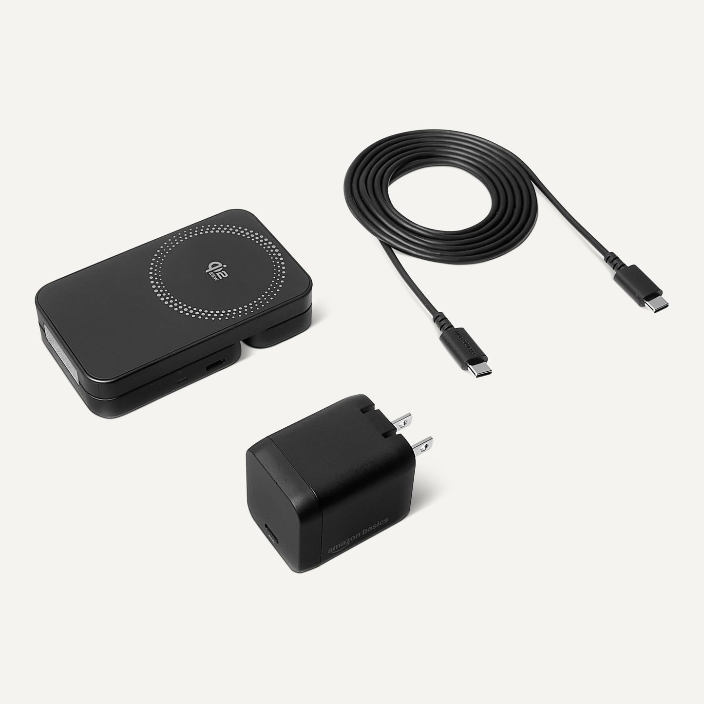 Amazon Basics MagSafe Compatible 25W Fast Charging Qi2.2 Certified 3-in-1 Wireless Charging Station, Foldable Stand for iPhone 17/16/15/14/13/12