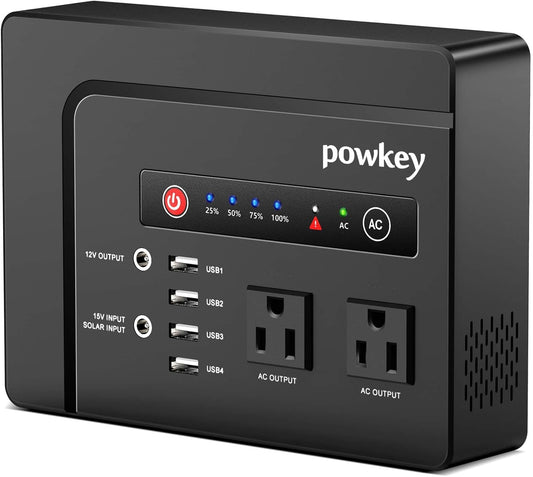 powkey 200W Portable Power Bank with AC Outlet, 146Wh Rechargeable Backup Lithium Battery, 110V Pure Sine Wave AC Outlet for Outdoor RV Trip Travel