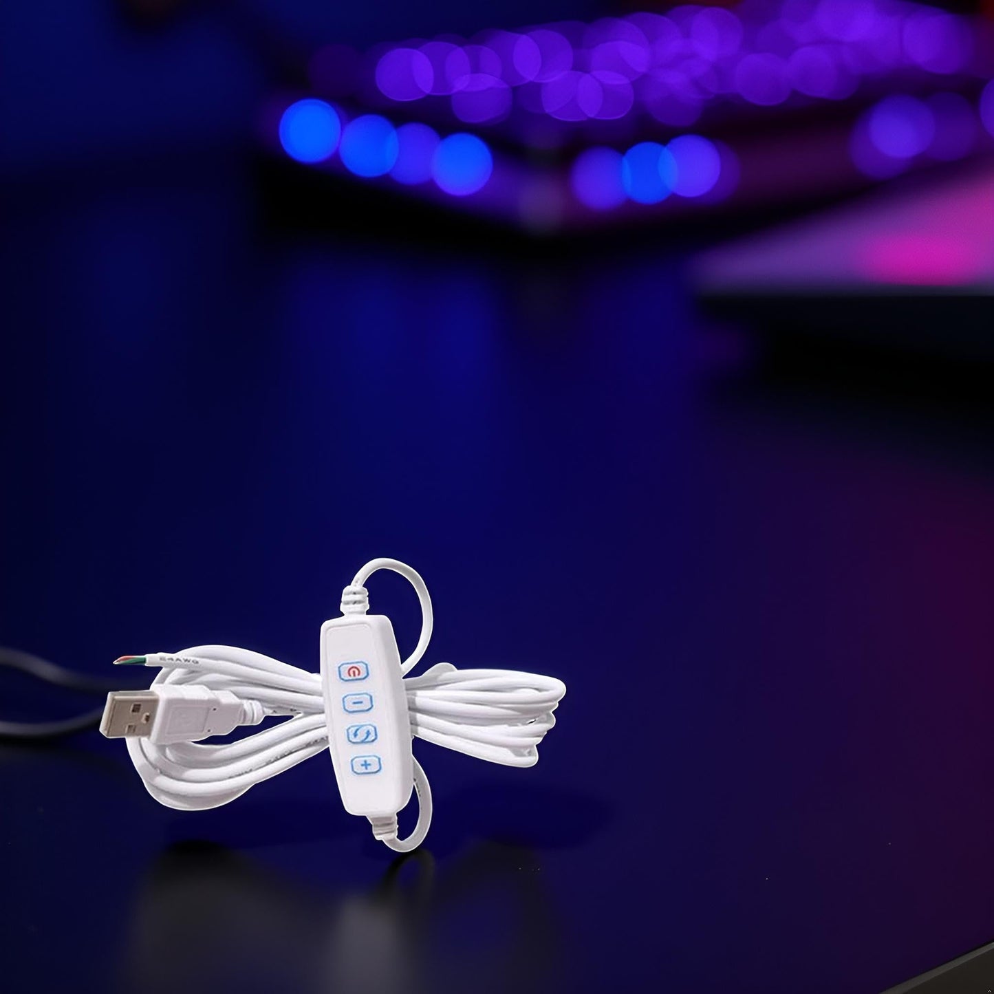 1 Pcs White DC5V USB LED Dimmer Extension Cable with On/Off Switch Adapter LED Dimming Controller for LED Light Bulb Lamps USB-Port Power Cable
