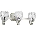 Progress Lighting Anjoux Collection 3-Light Clear Water Glass Luxe Bath Vanity Light Silver Ridge