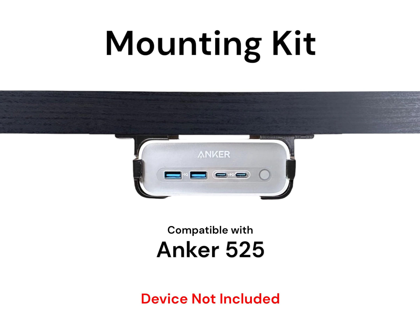 Iron Prints Desk Mount Kit for Anker 525 Charger - Under Desk Mount Brackets with Reversible Clips - Secure Mounting Accessories