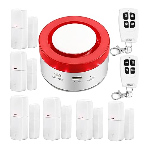 WiFi Door Alarm System: DIY Wireless Smart Home Security System Kit with APP Alerts, 9 Pieces-Kit (Alarm Siren, Door Window Sensor, Remote)