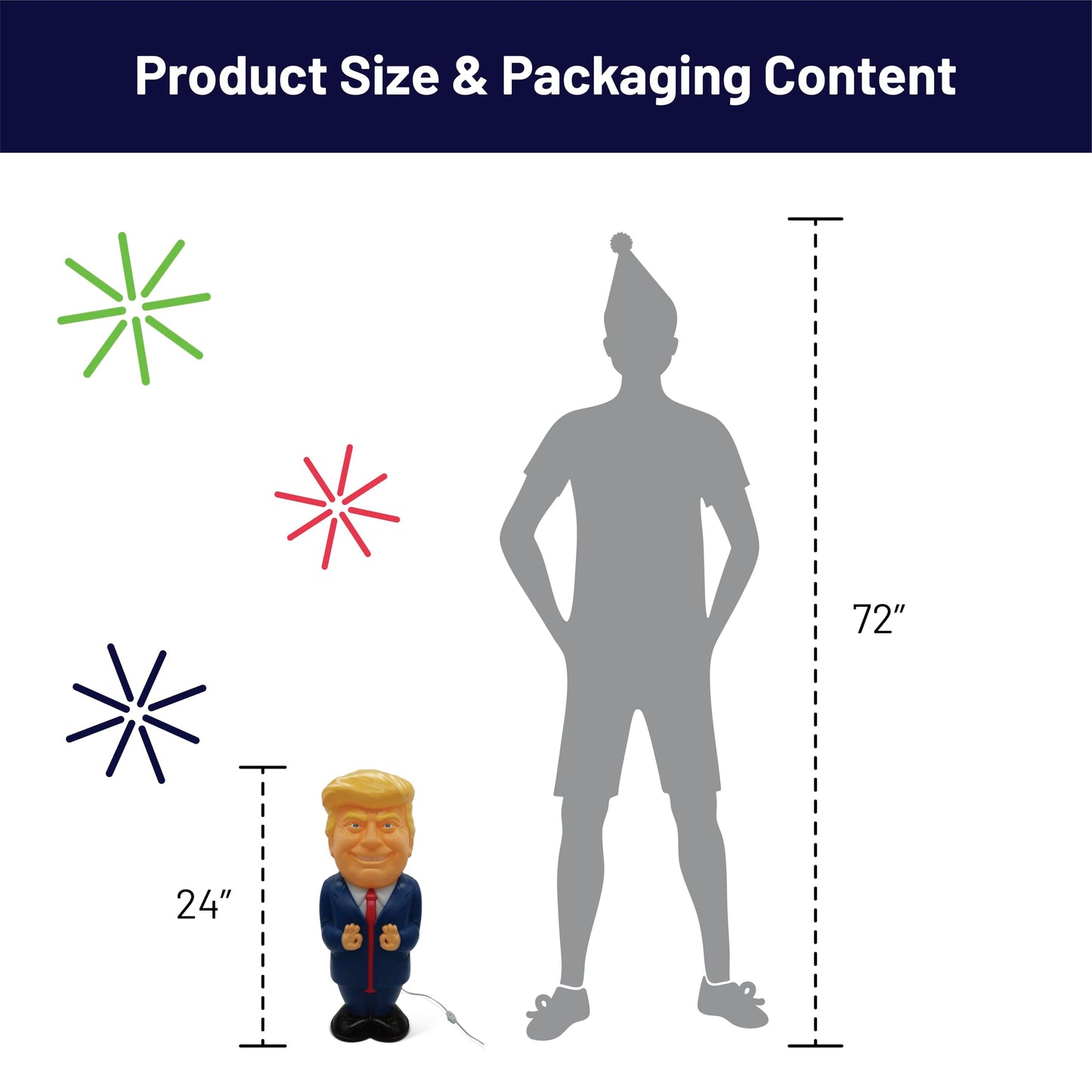 Goofballs 24-Inch Giant Trump Novelty Blow Mold Light - Retro Decor with Fun LED Lights for Indoor Use - Quirky Lamp for Kitchen or Party Display