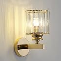 Sxtiger Hardwired Crystal Wall Sconces, Modern E27 Wall Lights, Gold Round Finish Wall Lamp for Living Room Bedroom Dining Room Hallway Entryway (Gold