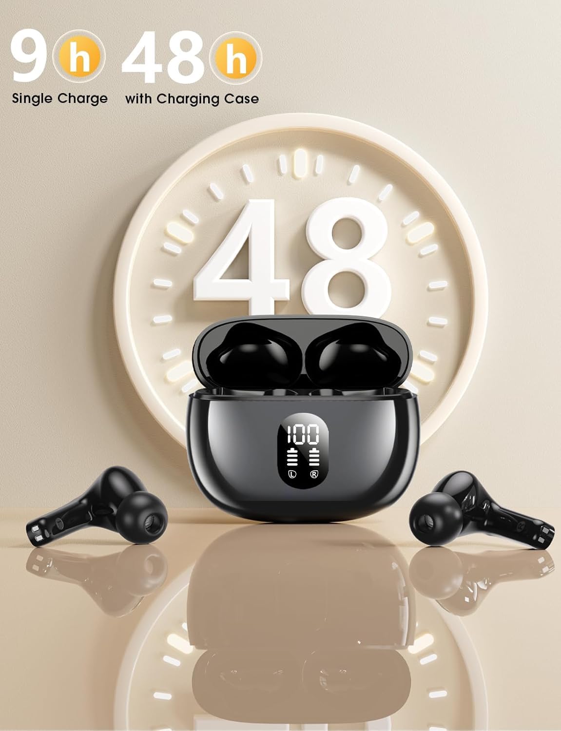 Wireless Earbuds, Hi-Fi Deep Bass Ear Buds, 48H Playtime In-Ear Headphones