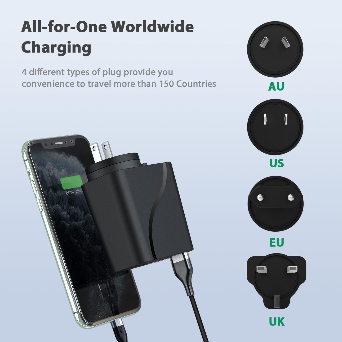 RoyPow AC to DC Converter, 110V/120V to12V Converter, 36W USB C Charger with Car Cigarette Lighter Socket, 3-Ports Wall Charger 18W PD3.0 Travel Plug
