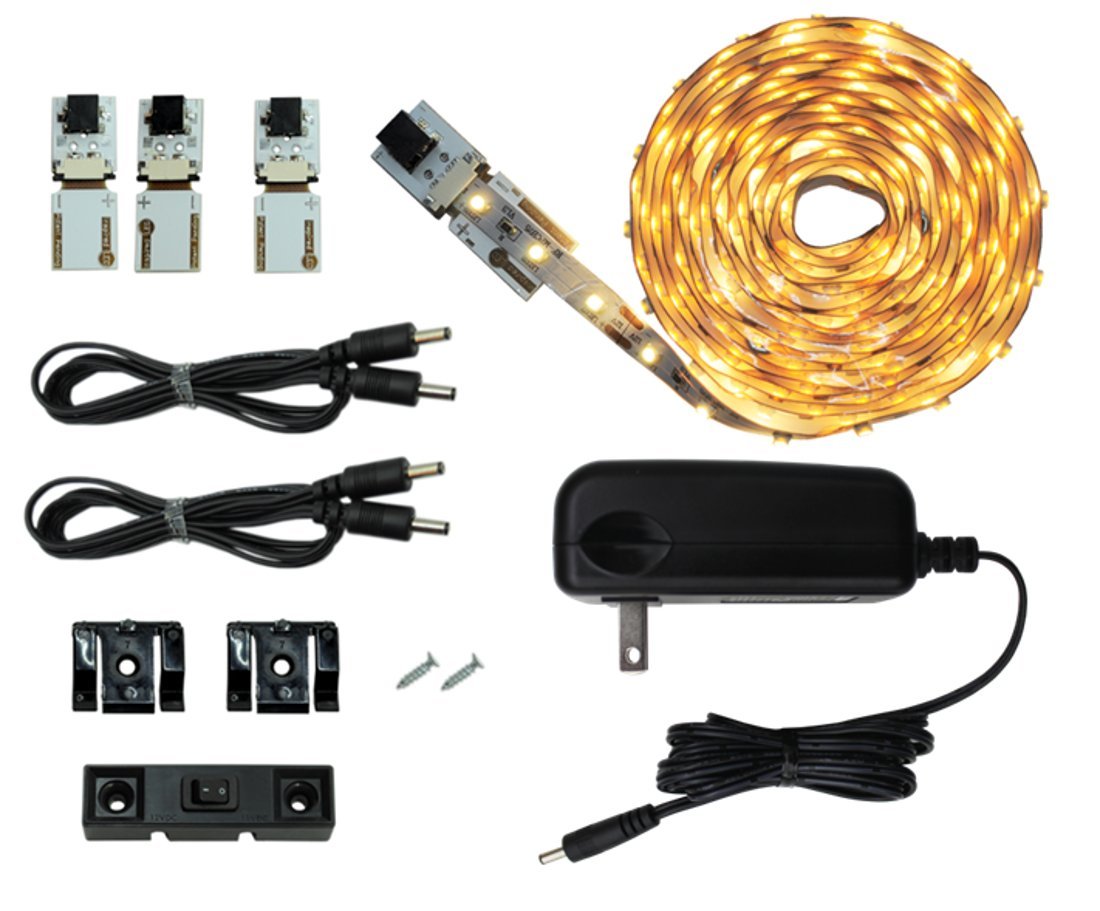 Inspired LED Cut and Connect Series | Super Bright - 18 LEDs per Foot | Warm White ~3000 K | 9.5ft/ 3M | Flex LED Kit | Cut to Size DIY | Dimmable |