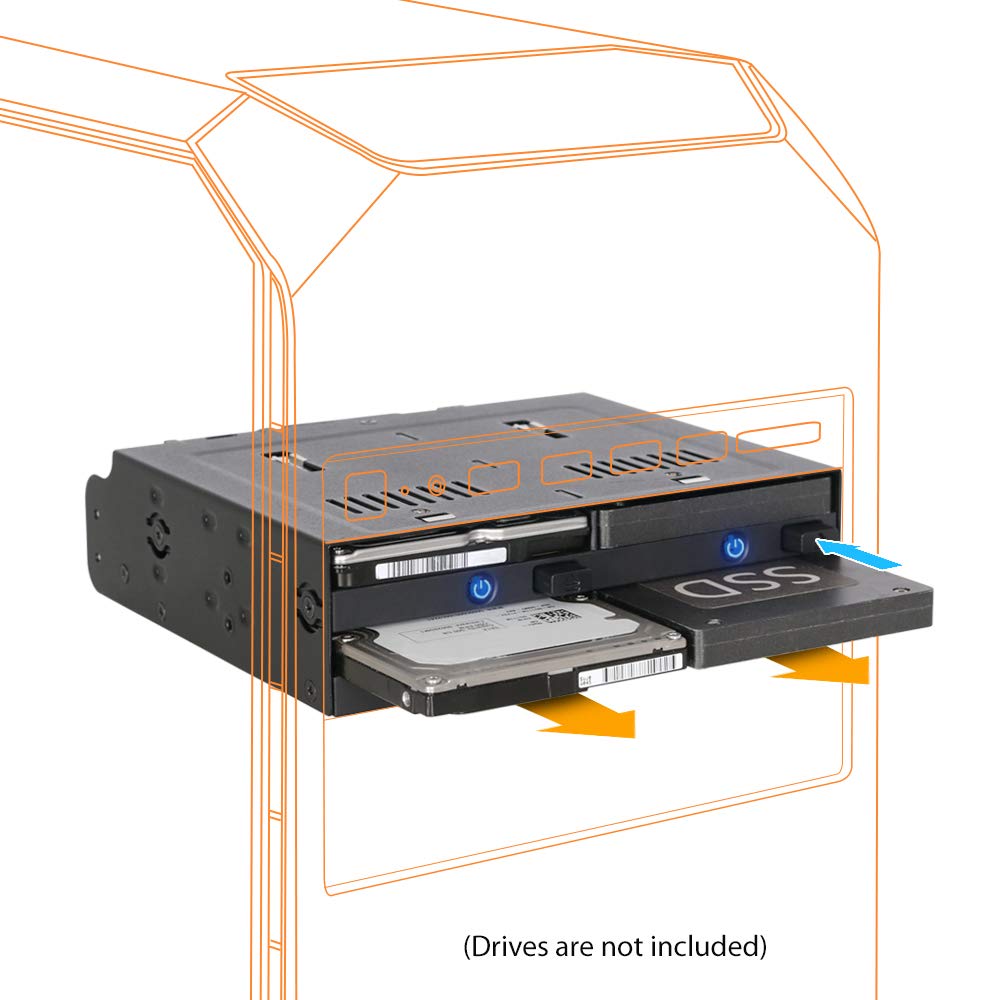 ICY DOCK 4 Bay 2.5" SATA/SAS SSD/HDD Hot-Swap Docking Enclosure for 5.25" Bay - flexiDOCK MB014SP-B R1
