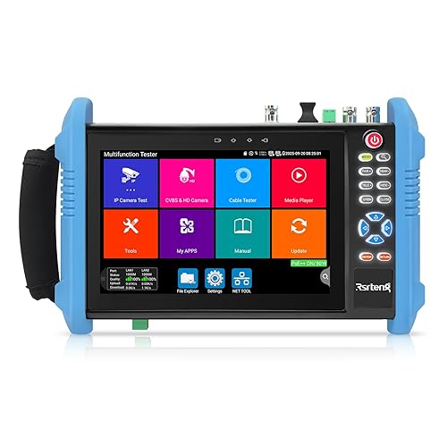 Rsrteng CCTV Camera Tester, 8K 32MP IP Camera Tester with POE++ Max 90W 8MP CVI TVI AHD SDI CVBS Camera Tester 7inch IPS Touch Screen CCTV Tester