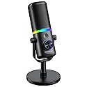 Aokeo Microphone for PC, AK-10 USB/XLR Dynamic Desktop Microphone for Gaming,Podcast,Streaming with RGB Light,Volume Control,Mute Button,Noise