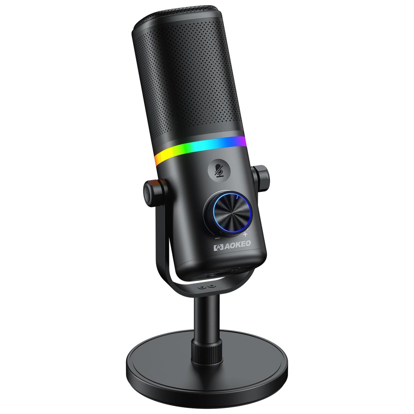 Aokeo Microphone for PC, AK-10 USB/XLR Dynamic Desktop Microphone for Gaming,Podcast,Streaming with RGB Light,Volume Control,Mute Button,Noise