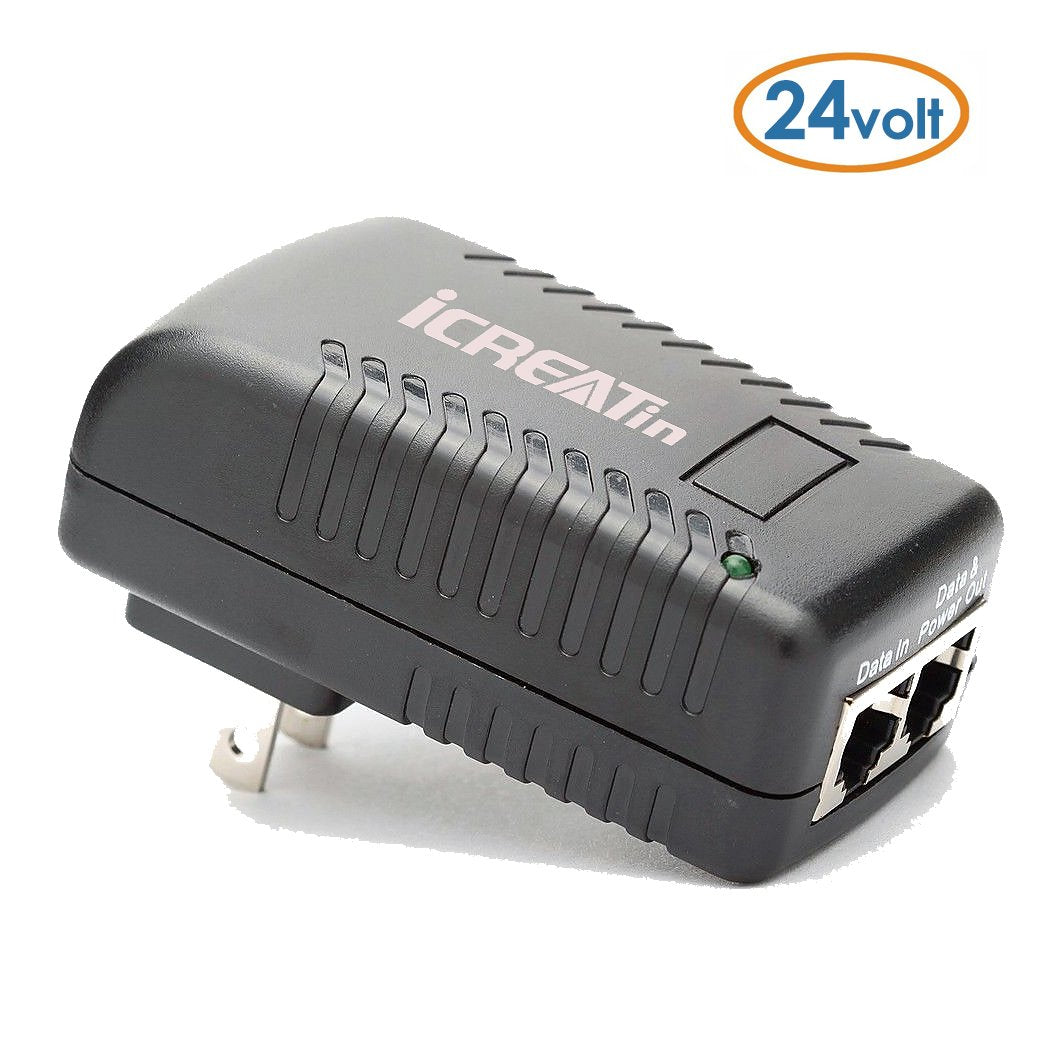 24volt Passive PoE Injector Adapter, 24V24W 100Mbps for IP Camera, Replace for Ubiquiti POE-25-5W, POE-24-12W, POE-24-24W