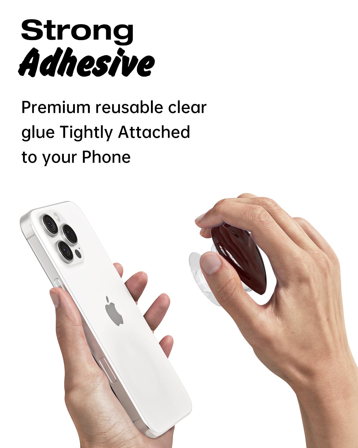 Svanove Heart Adhesive Phone Grip Holder, Cute Collapsible Glass Stick Phone Grip Stand Expanding Kickstand for iPhone Samsung Phones Accessories, 3D