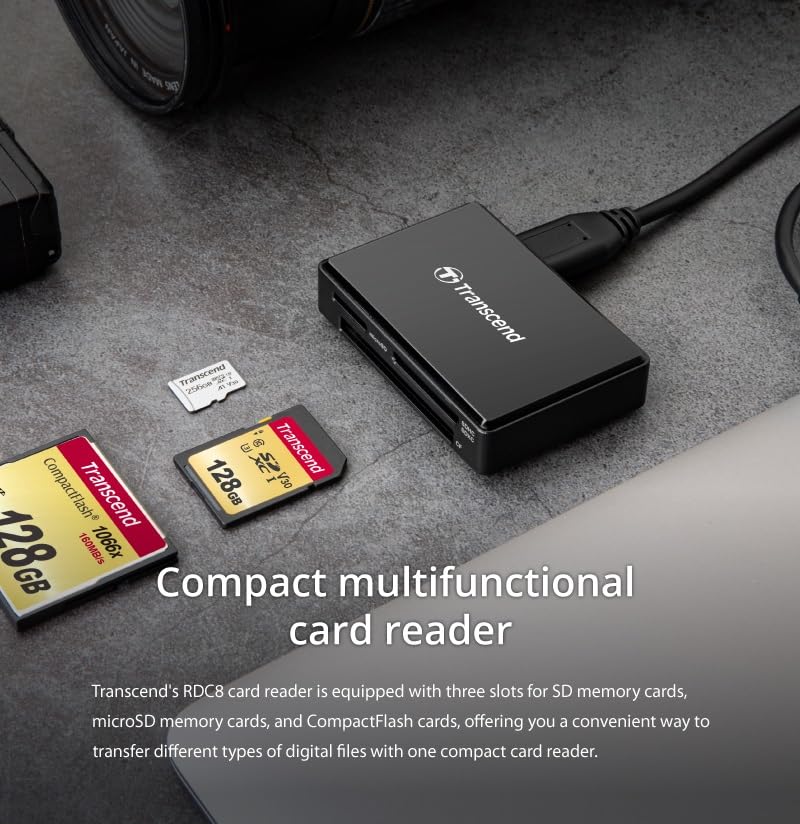 Transcend USB 3.1 Multi Card Reader (SD, microSD, CF) - Black
