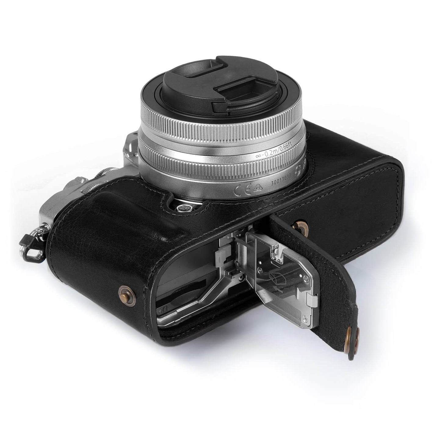 MegaGear MG2016 Ever Ready Genuine Leather Camera Half Case Compatible with Nikon Z fc (Black)