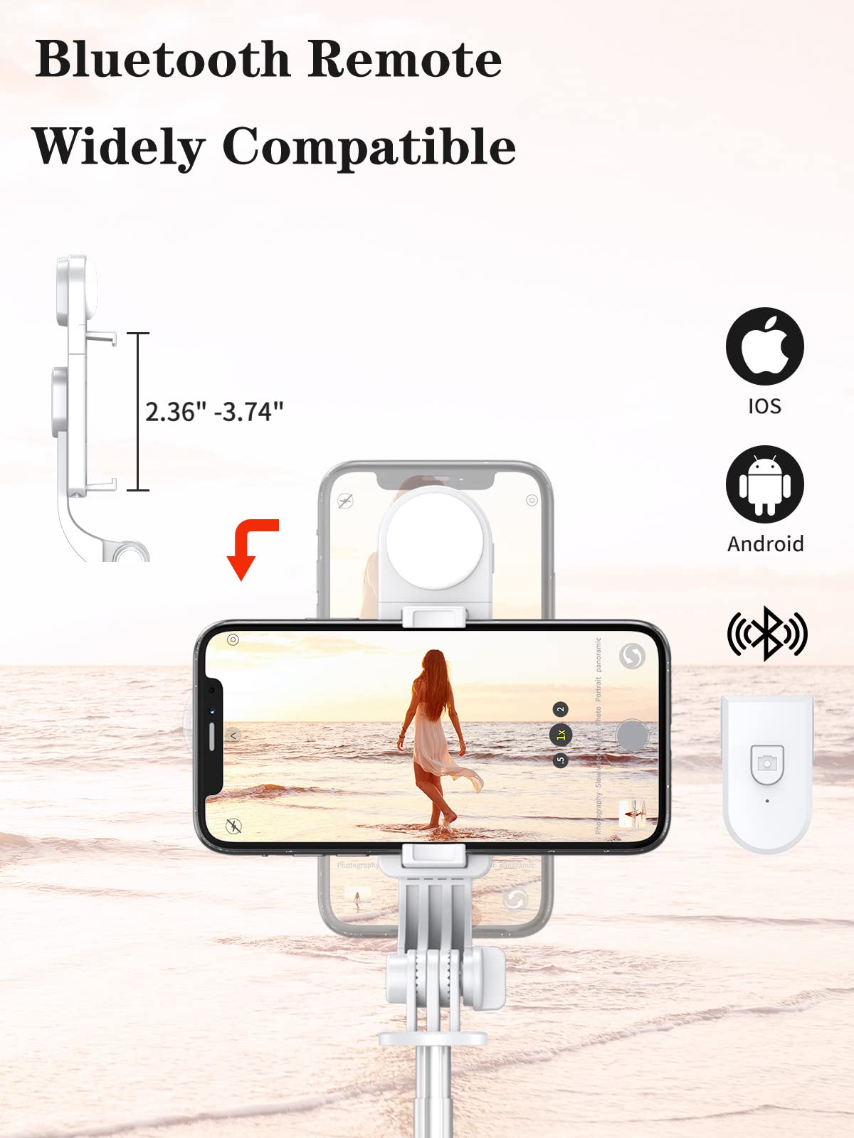 Selfie Stick Tripod with Wireless Remote, 46'' Cellphone Selfie Stick Tripod with LED Fill Light, for iPhone 16/15/14/14 pro/13/13 Pro/12/11/11 Pro/XS