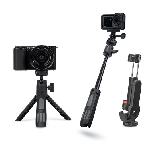 YINGSHIJIANG Lightweight Mini Tripod for Camera/Phone/Webcam & Selfie Stick(18-45cm), 360° Phone Clip & Cold Shoe Mounts -