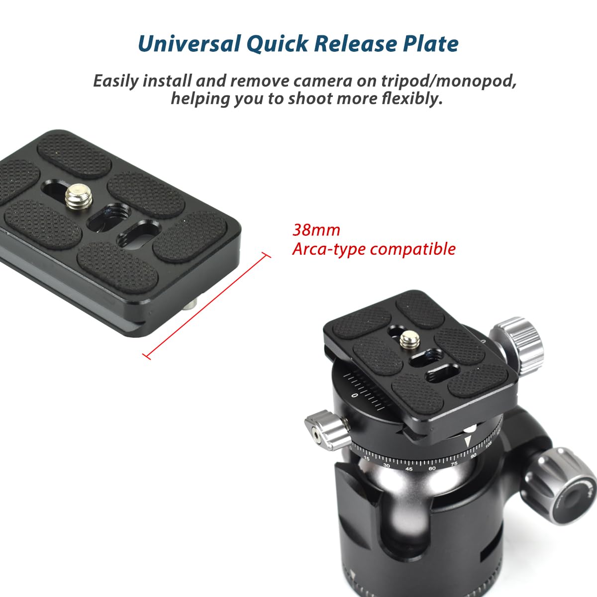 Akeipho 2 Pieces Aluminum 60mm Universal Quick Release Plate with 1/4 Inch Screw, Arca Swiss Plate Tripod Mount for DSLR Camera Tripod Ball Head