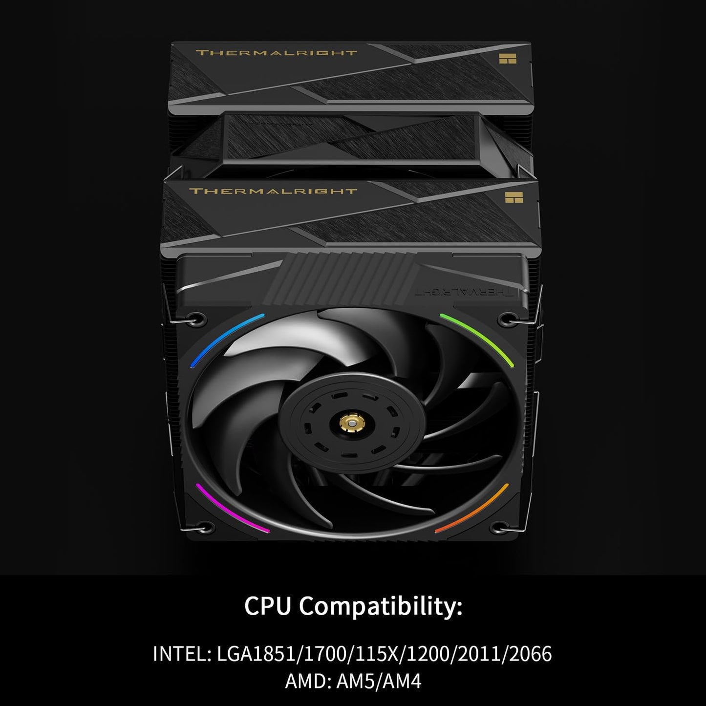 Thermalright Royal Pretor 130 Ultra Black CPU Cooler, 7 Heat Pipes Heatsink CPU Cooling, Black Brushed Top Cover, for Intel