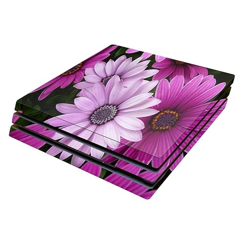MightySkins Skin Compatible with Sony PS4 Pro Console - Purple Flowers | Protective, Durable, and Unique Vinyl Decal wrap Cover | Easy to Apply