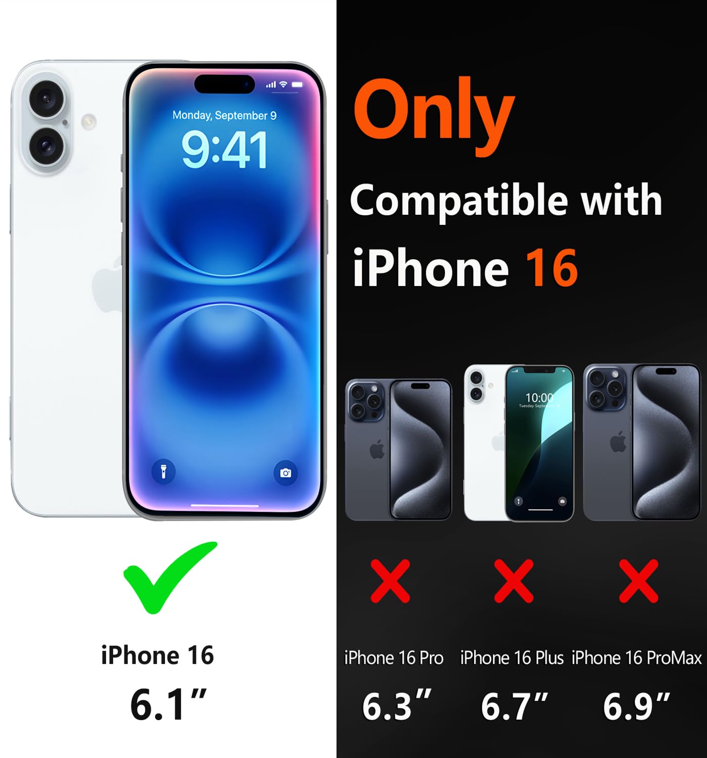 Diverbox for iPhone 16 Case [Shockproof] [Dropproof] [Tempered Glass Screen Protector + Camera Protectors] Heavy Duty Protection Phone Case Cover