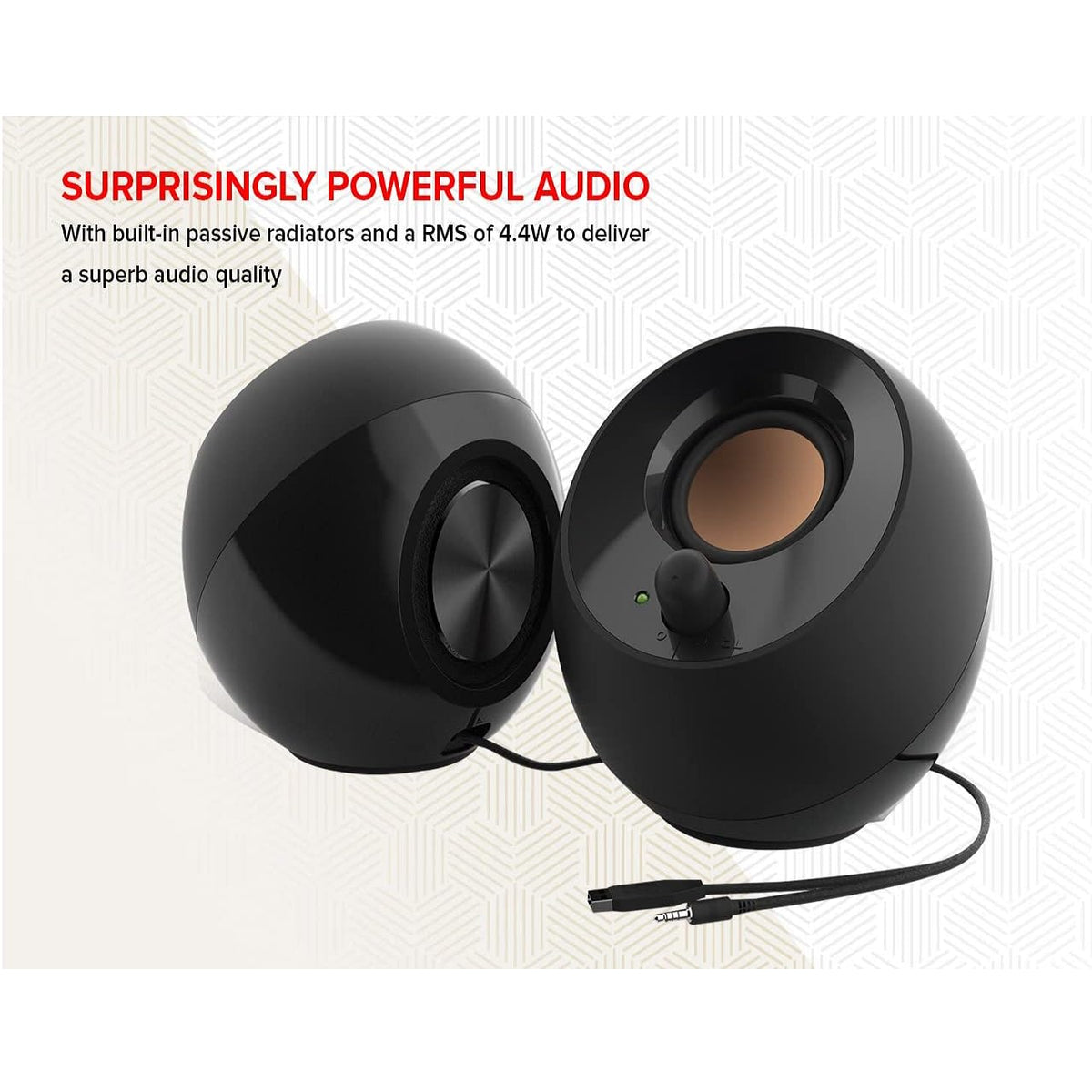 Creative Pebble 2.0, USB Desktop Stereo Speakers for PC/Laptop, Black