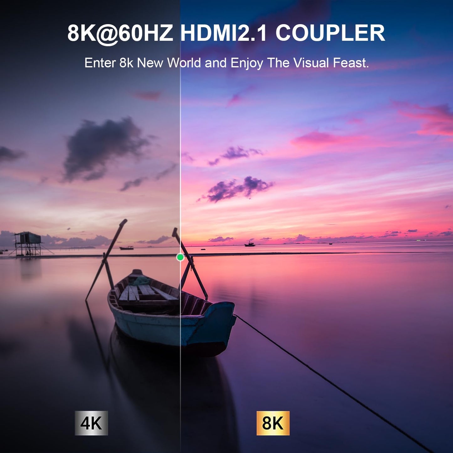HDMI Coupler 8K, 90 Degree and 270 Degree Gold Plated Adapter 2 Pack, Right Angle HDMI Male to Female Vertical Adapter HDMI Flat Extender, Supports