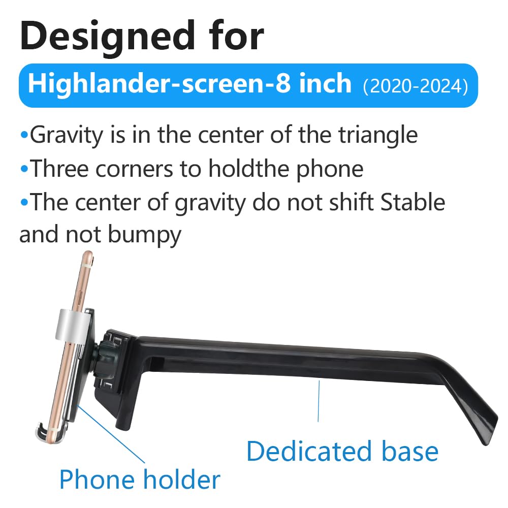 LUNQIN Car Phone Holder for Toyota Highlander 2020 2021 2022 2023 2024 2025 2026 L LE XLE XSE [ 8 inch Touch Screen ]Auto Interior Accessories Best