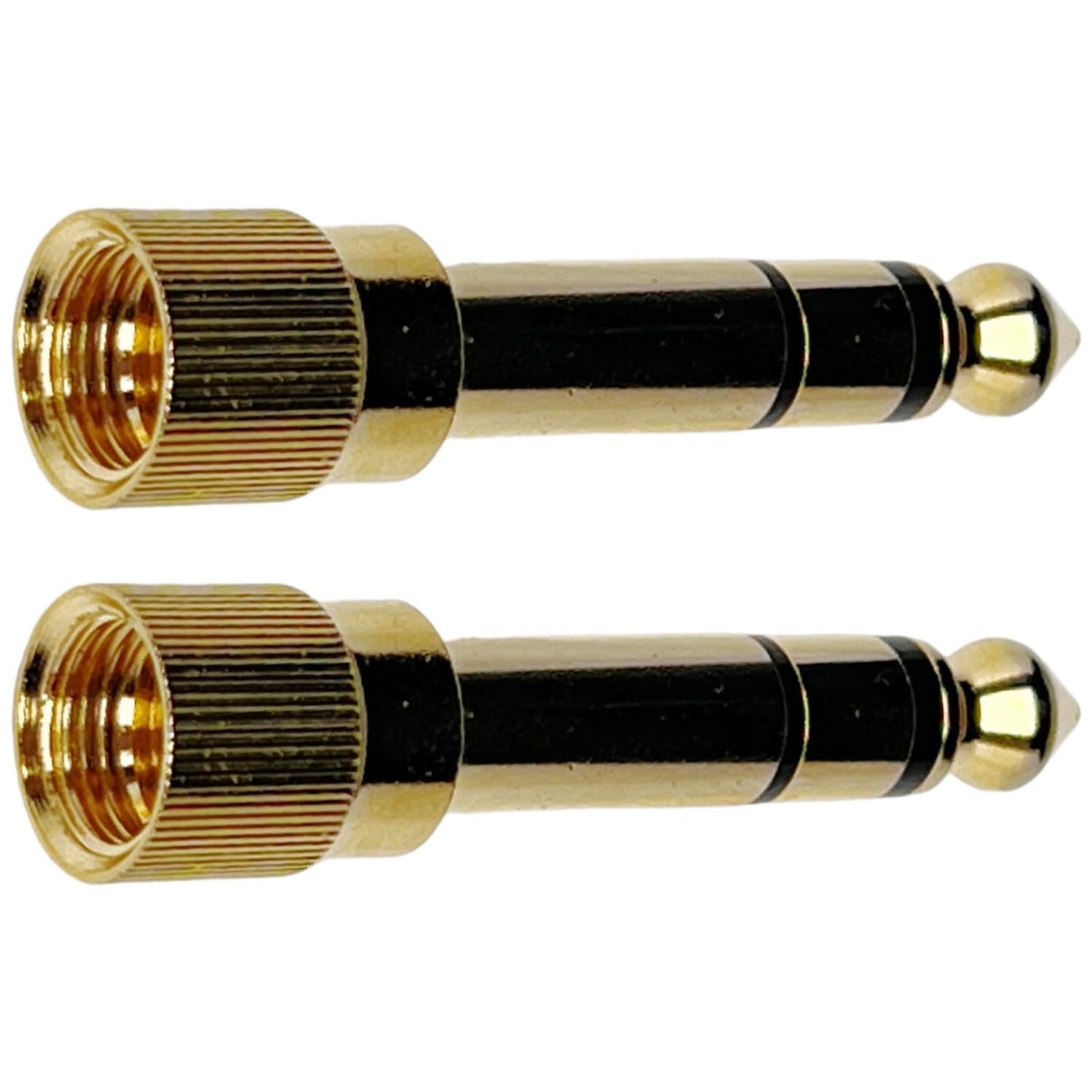 CESS 2-Pack 1/4" Stereo Phone Screw-On Adapter - Male 1/8" to Male 1/4" - 3.5mm Stereo to 6.35mm Stereo