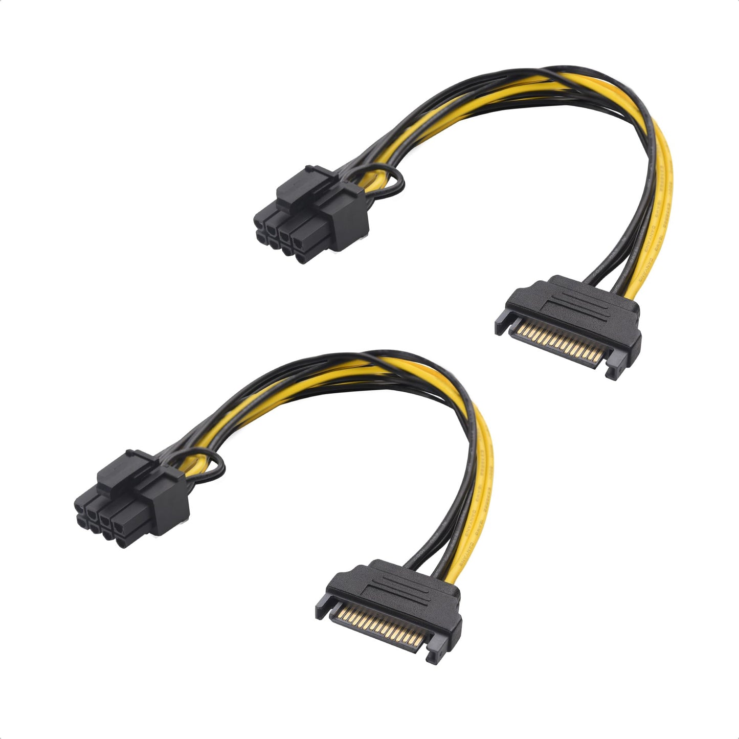 Cable Matters 2-Pack SATA to 6+2 Pin Power Cable - 7 Inches, SATA to 8Pin PCIe / 6Pin PCIe Power Cable