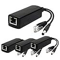 ANVISION 4-Pack Active 48V to 12V PoE Splitter Adapter, Plug 5.5mm x 2.5mm, IEEE 802.3af Compliant 10/100Mbps
