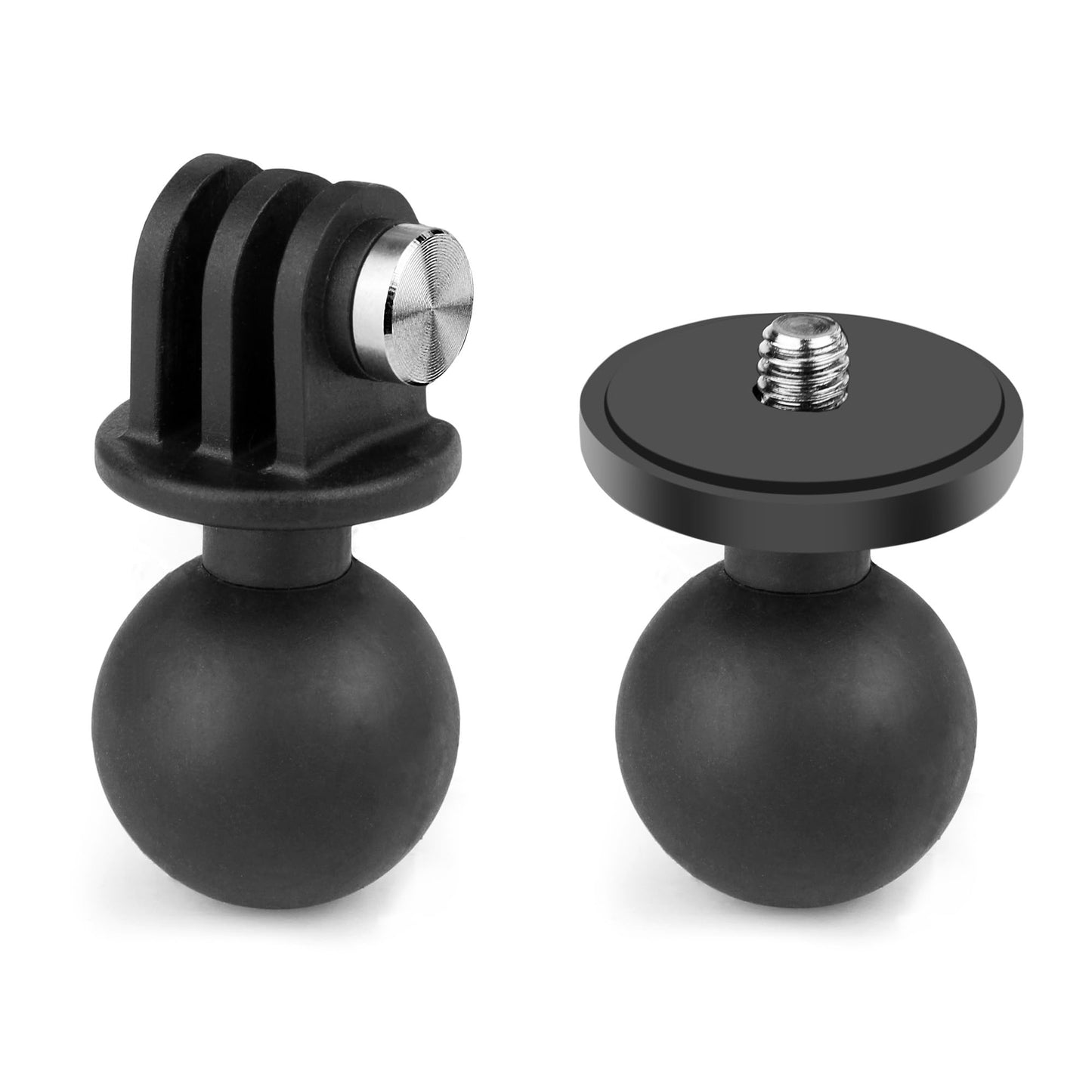 GEPULY 2pcs 1''/25mm Ball Head Mount 1/4"-20 Threaded Stud+Tripod Adapter for Gopro Hero Series/AKASO/Insta360/DJI OSMO Action Camera, Fit RAM Ball