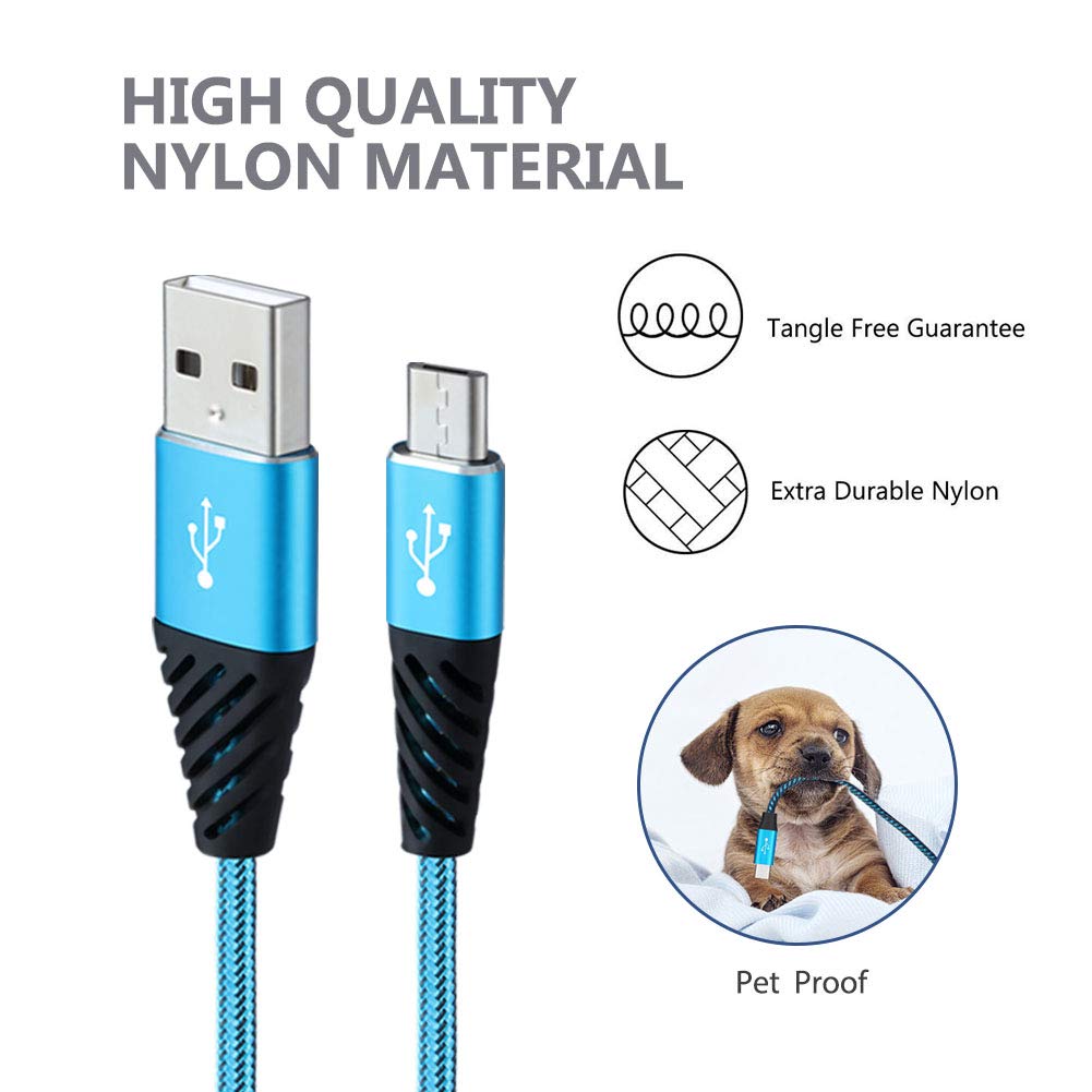 Bynccea Micro USB Cable Fast Charge,Nylon Braided Android USB Cable 6FT 5-Pack Phone Charging Cord Compatible with Samsung Galaxy S6 S7 Edge J3
