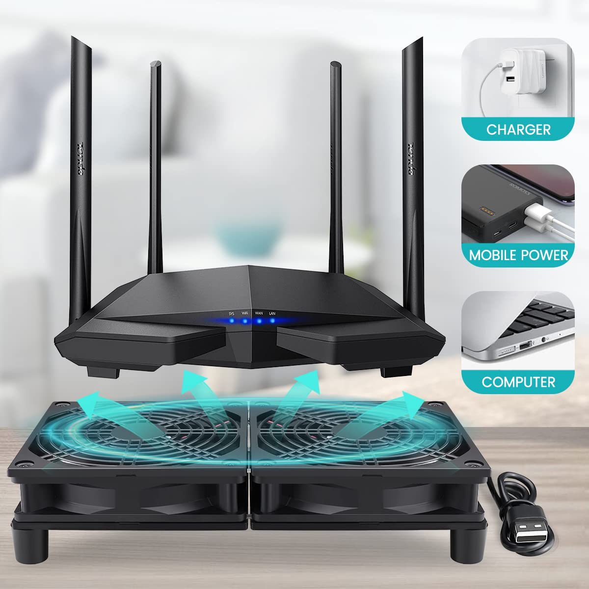 Wathai High Airflow Router Cooling Fan for Computer Cooler TV Small Box DC 5V USB Power 120mm 240mm Fan with Multi Speed Controller