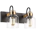PRESDE 2 Light Bathroom Vanity Fixtures Black and Gold Farmhouse Bathroom Lights Fixture Over Mirror Bath Wall Sconce Lighting