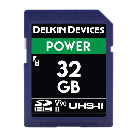 Delkin Devices Power 32GB SDHC UHS-II (U3/V90) Memory Card - 300MB/s Read, 250MB/s Write | High-Performance Card for 8K, 4K, HDR, 360º Video