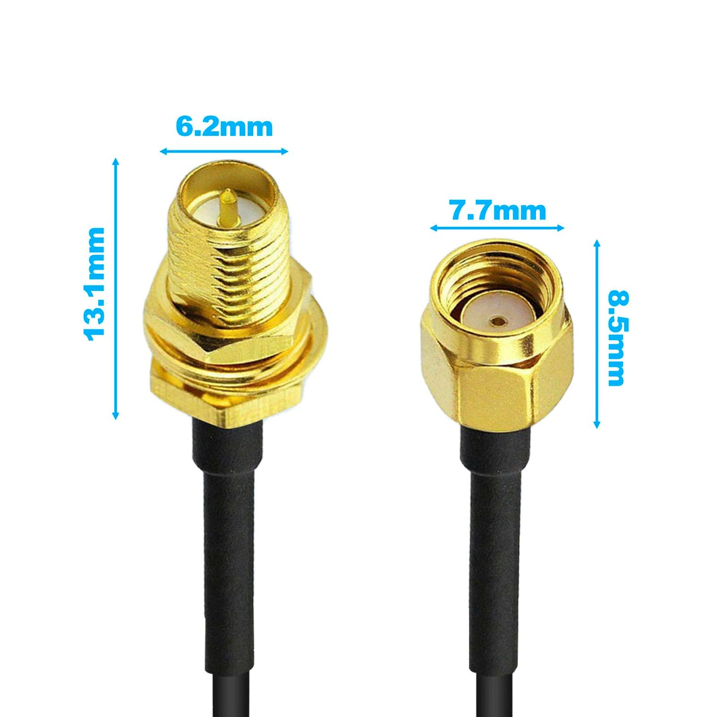 Kaunosta External WiFi Bluetooth Antenna 2 Sets - 22DBI Long Range MIMO RP-SMA Male Aerial Antenna and 10FT RP-SMA RG174 Extension Cable for Wireless
