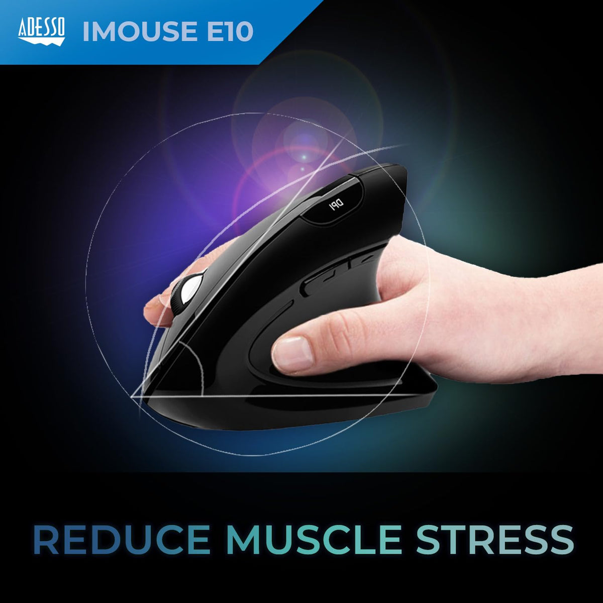 Adesso iMouse E10 Vertical Ergonomic Optical 6-Button Mouse, Black