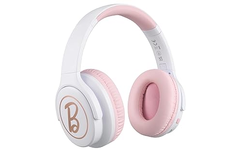 eKids Barbie Wireless Headphones with Microphone, Bluetooth Headphones Include Aux Cord, Earphones for School, Home, or Travel